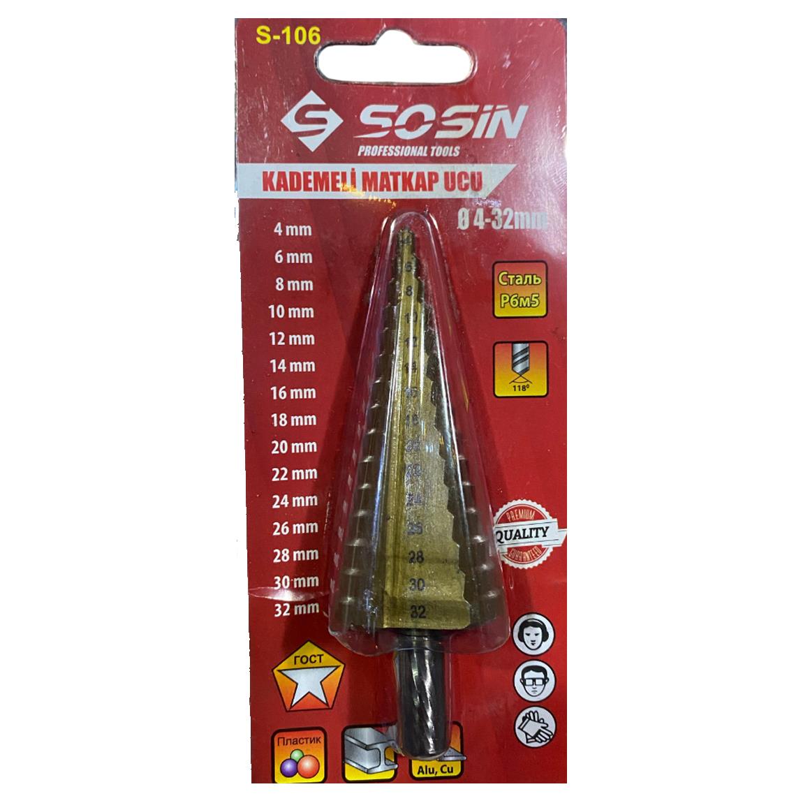 Sosin S-106 Kademeli Matkap Ucu 4-32MM