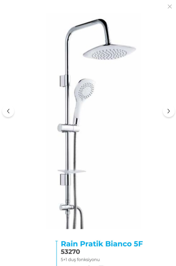 Tema Rain Pratik Bianco 5 F Tepe Duş Seti 53270