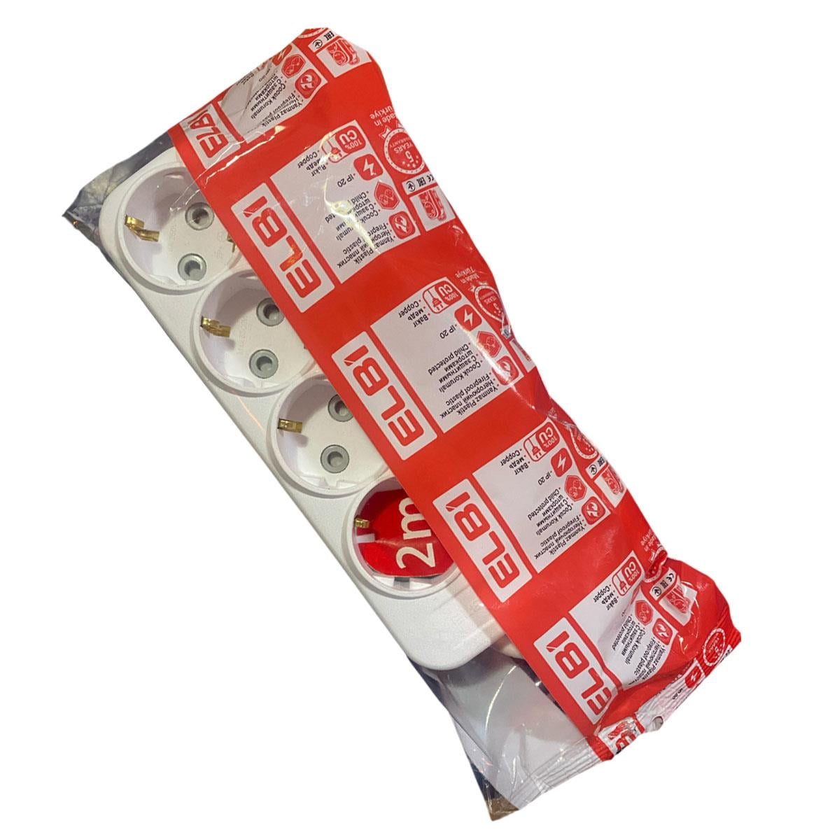 Elbi Myra Dörtlü Çocuk Korumalı Topraklı Grup Priz 2 MT