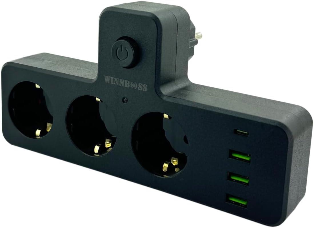 WINNBOSS 3397 3Lü Termal Akım Korumalı Priz 3x Usb 1x Type-C