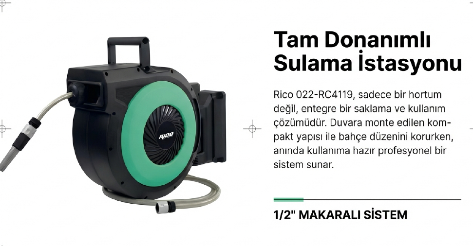 Rıco Makaralı Bahçe Hortumu 1/2 20 MT RC4119