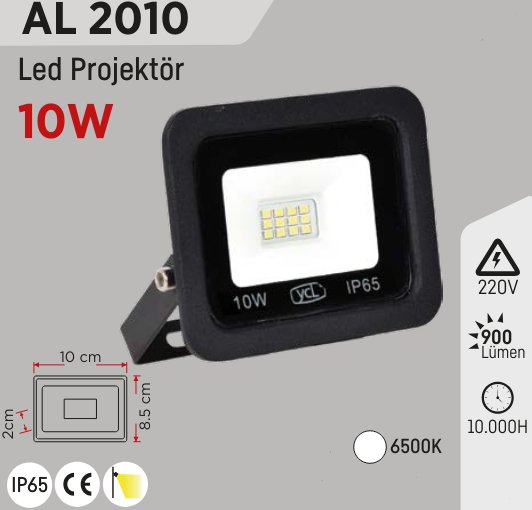 YCL 10W Beyaz Led Projektör AL-2010Led Projektörler