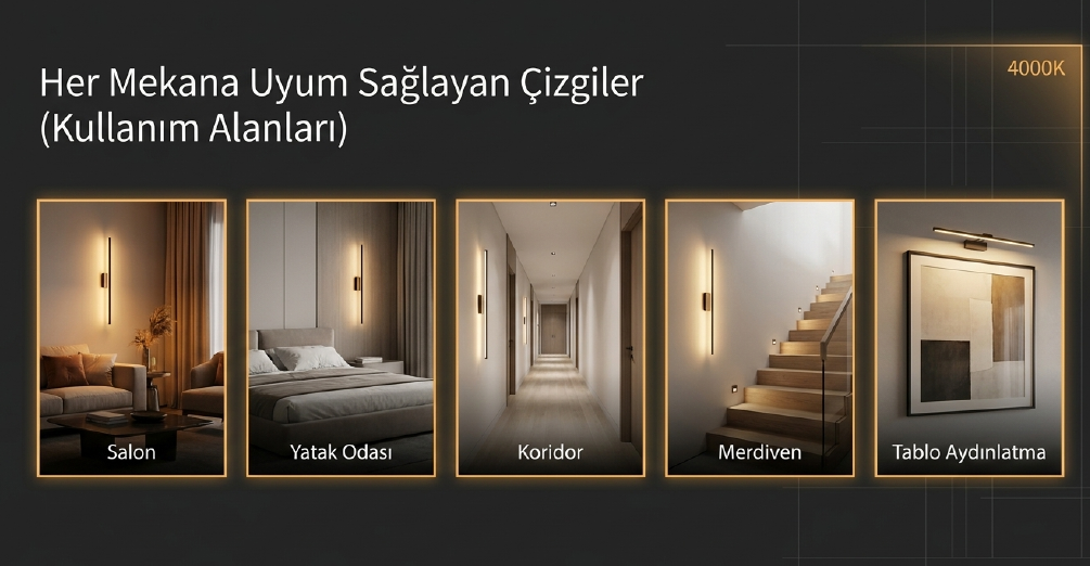 Cata Çubuk Led Aplik 12w Siyah Kasa Günışığı CT-5211
