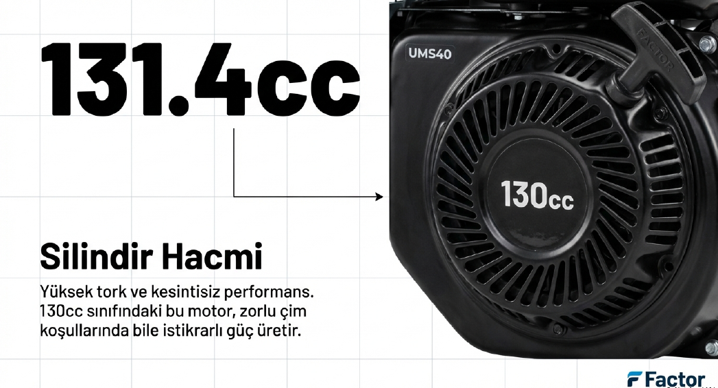 Factor Benzinli Çim Biçme Makinası Şanzımanlı 40 CM UMS40