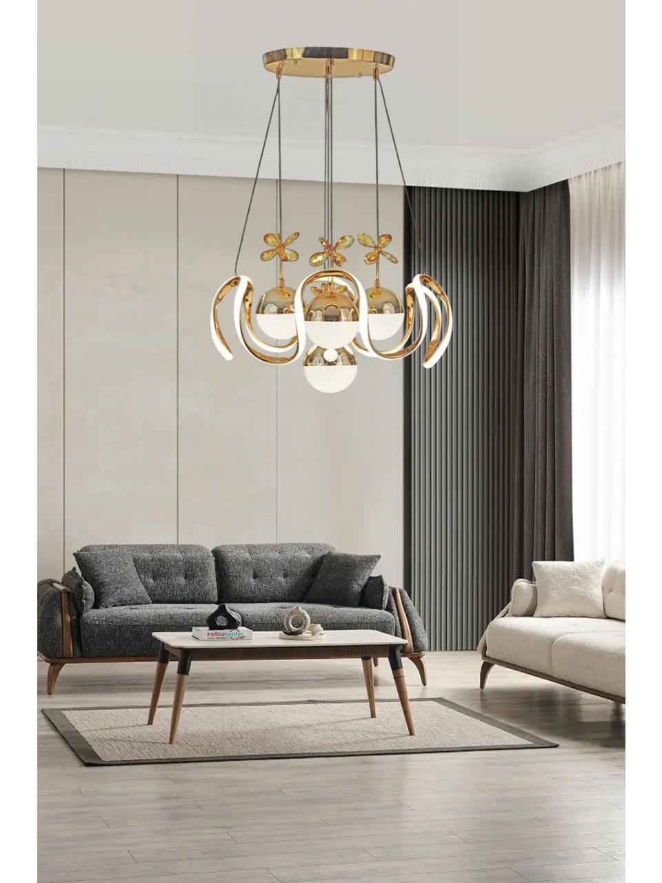 Arya 4 Toplu Gold Sarkıt Led Avize 3 Renk Işık KumandasızLed Avizeler