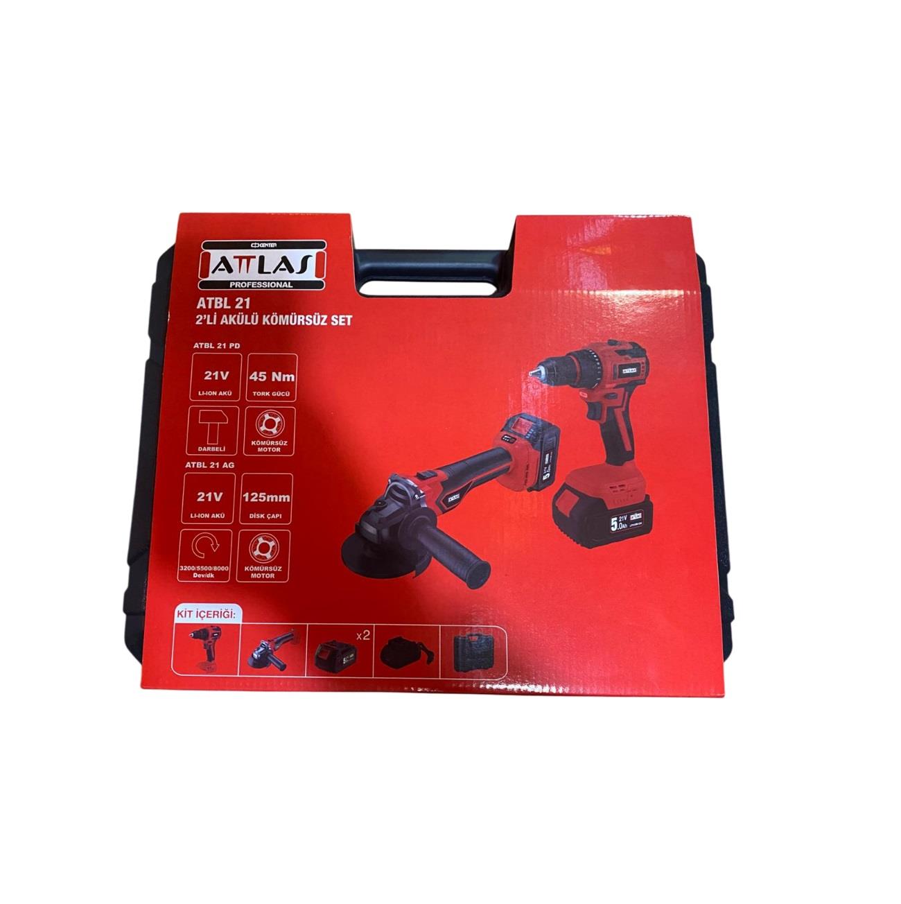 Attlas ATBL 21 2Lİ Kömürsüz Set Akülü Darbeli Matkap + Taşlama A0104099