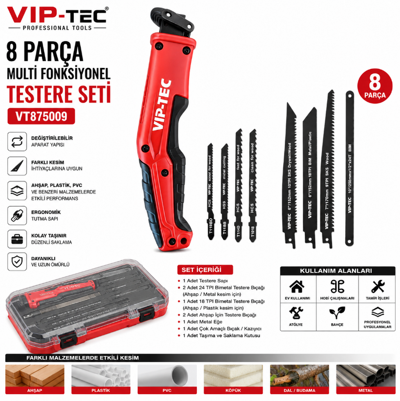Vıp-Tec 8 Parça Multifonksiyonel Testere Seti 875009
