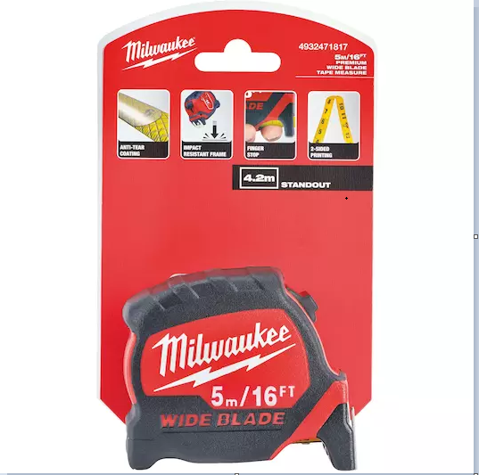 Milwaukee Premium Geniş Bıçak Şerit Metre 5M /16FT 4932471817 