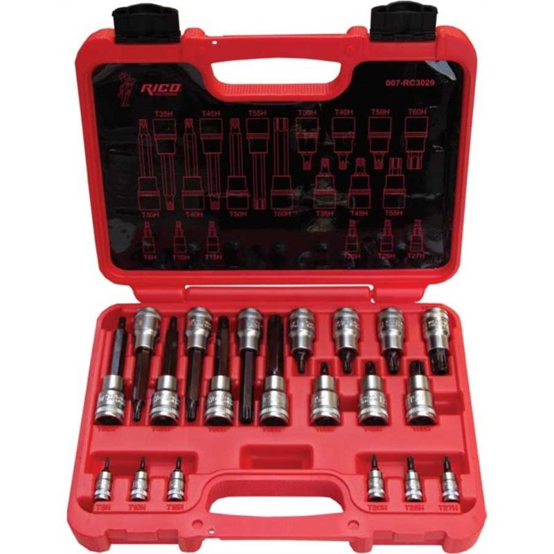 Rico RC3029 20 Parça Delikli Torx Lokma Seti Takımı 1/4-1/2”