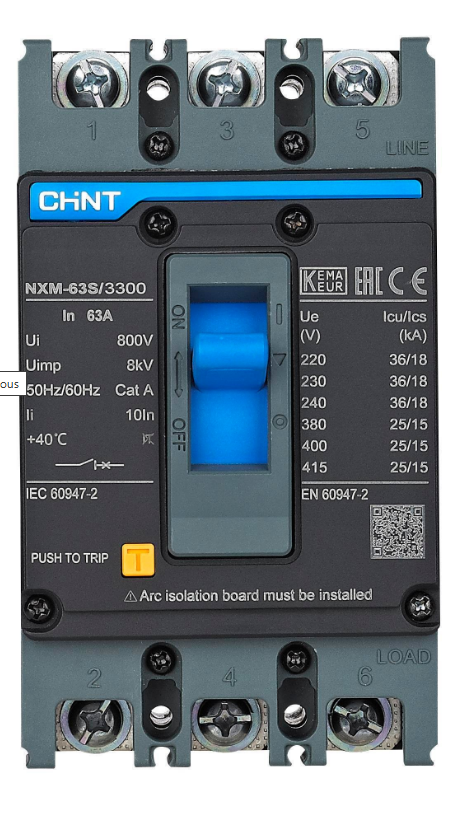 Chnt Kompakt Şalter 63A 25KA 3P Sabit Tip 205889