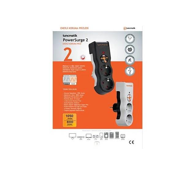 Tunçmatik TSK19021 Enerji Koruma Powersurge İkili Beyaz Priz 1050 Joule