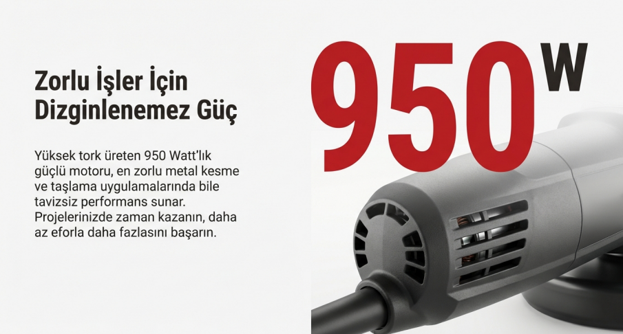 Attlas ATT 10-115E Avuç Taşlama Makinesi Devir Ayarlı 950W 115MM
