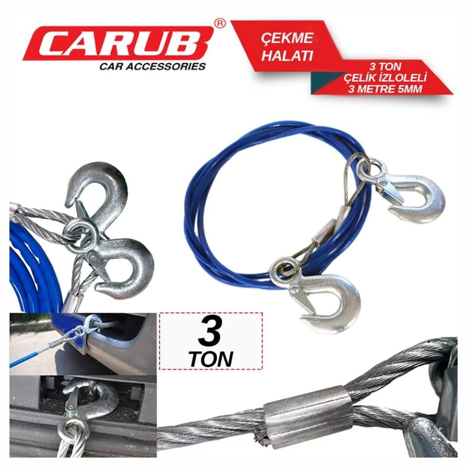 Carub Çelik Çekme Halatı İzoleli 3 Ton 