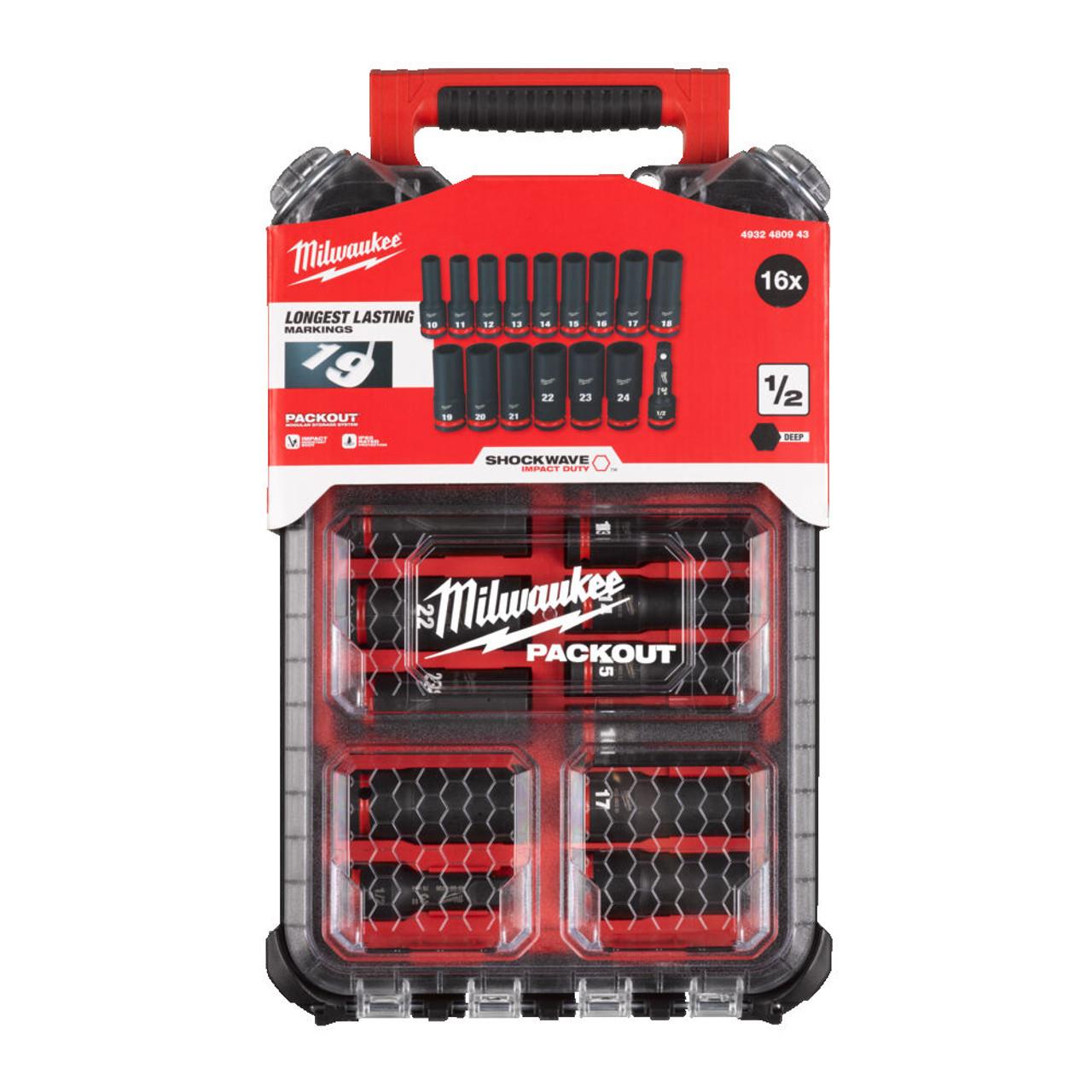 Milwaukee  Endüstriyel  SHW 1/2  Packout  Darbeli Lokma Seti 16 Adet 4932480943