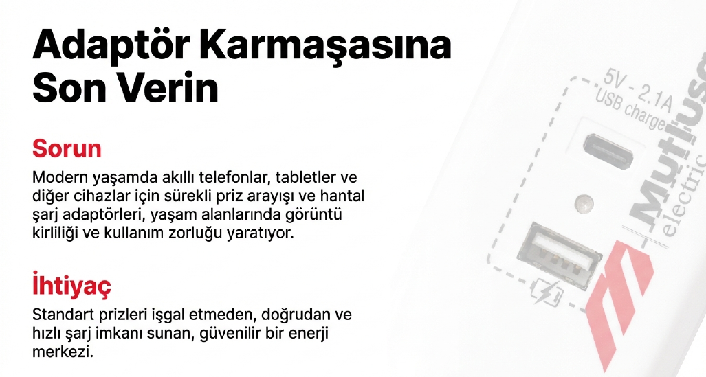 Mutlusan Ri-Tech Altılı Usb+Type-C Grup Priz Ç.K Klemensli 