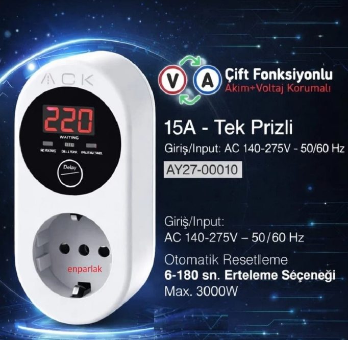 Ack Voltaj Korumalı Priz 16A AY27-00010