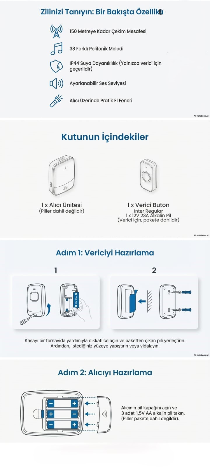 Noas Kablosuz Dijital Kapı Zili YL03-3001