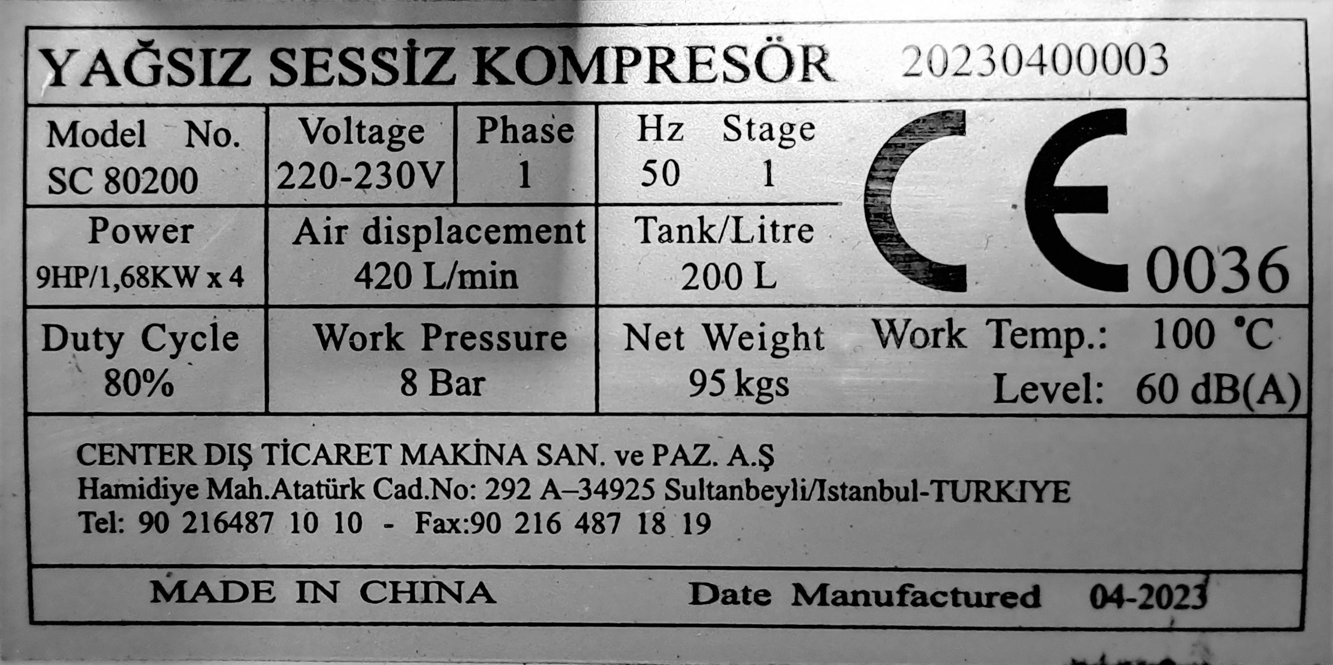 Attlas 200 LT 9 HP Sessiz Monofaze Kompresör SC80200