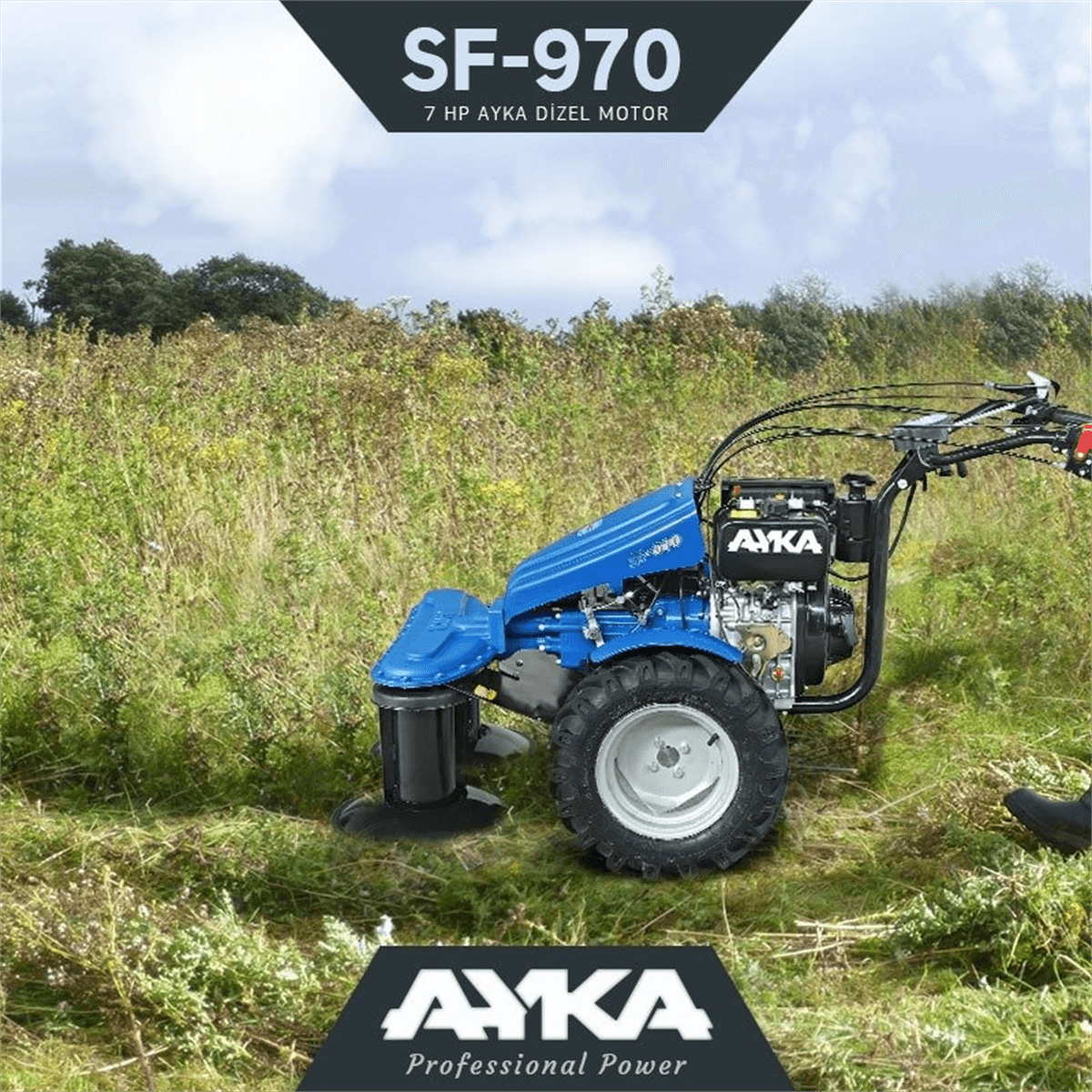 AYKA Ot Biçme Makinesi SF-970 Dizel Motor FE 178 Marşlı 7 Hp