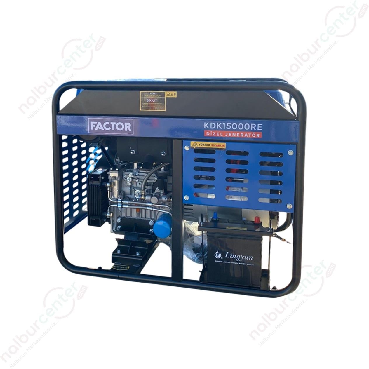 Factor KDK15000RE Dizel Jeneratör 15KVA Marşlı Monofaze (Drone Jeneratörü)