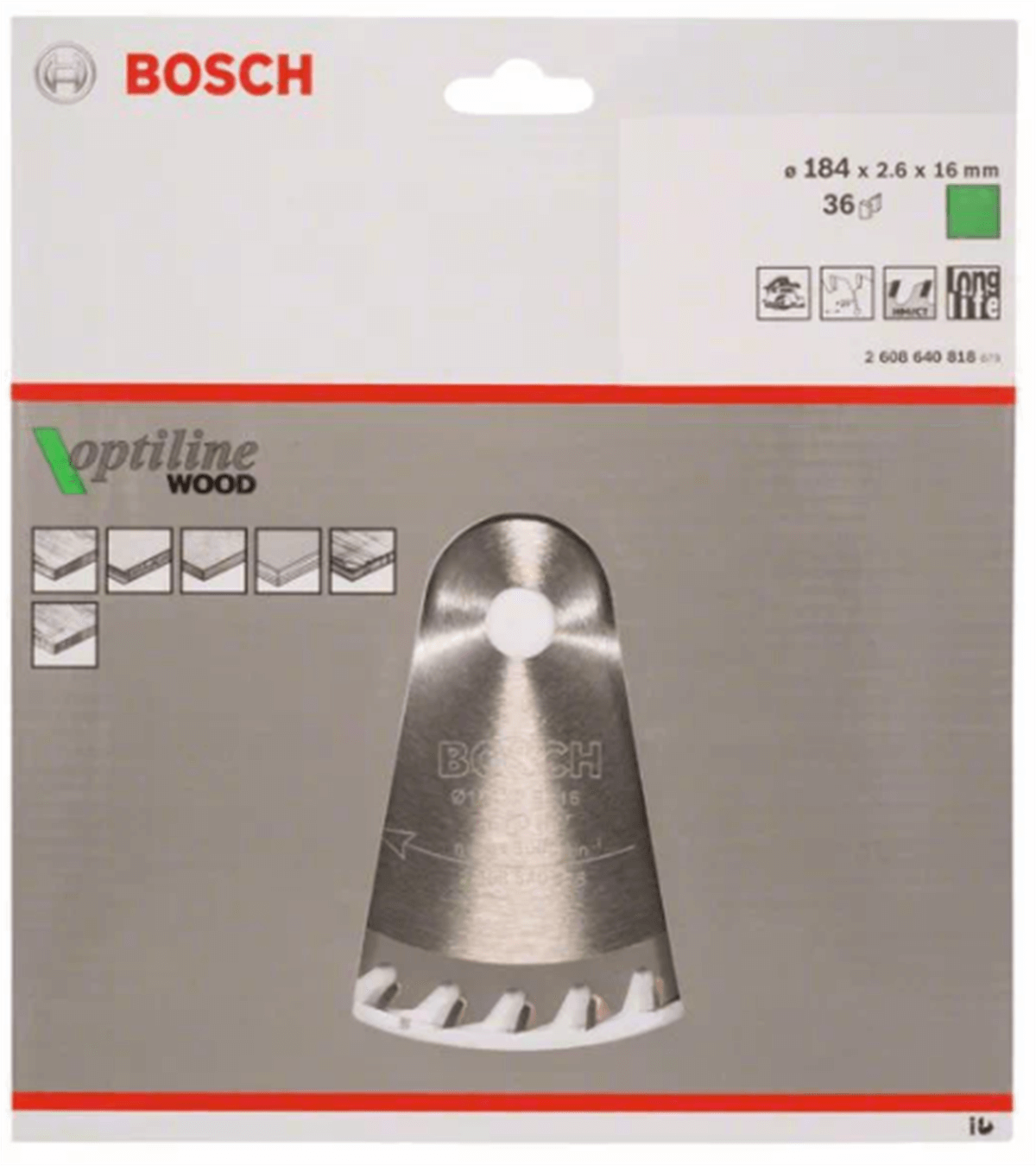 Bosch Daire Testere Bıçağı Optiline Wood 184x2,6x16 Mm 36 Diş 2608640818
