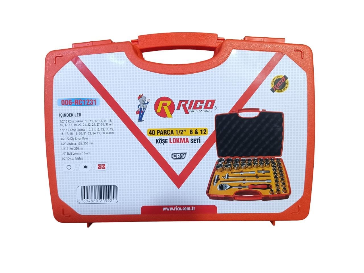 Rico RC1231 Köşe Lokma Takımı 40 Parça 1/2 6 ve 12 Köşe 