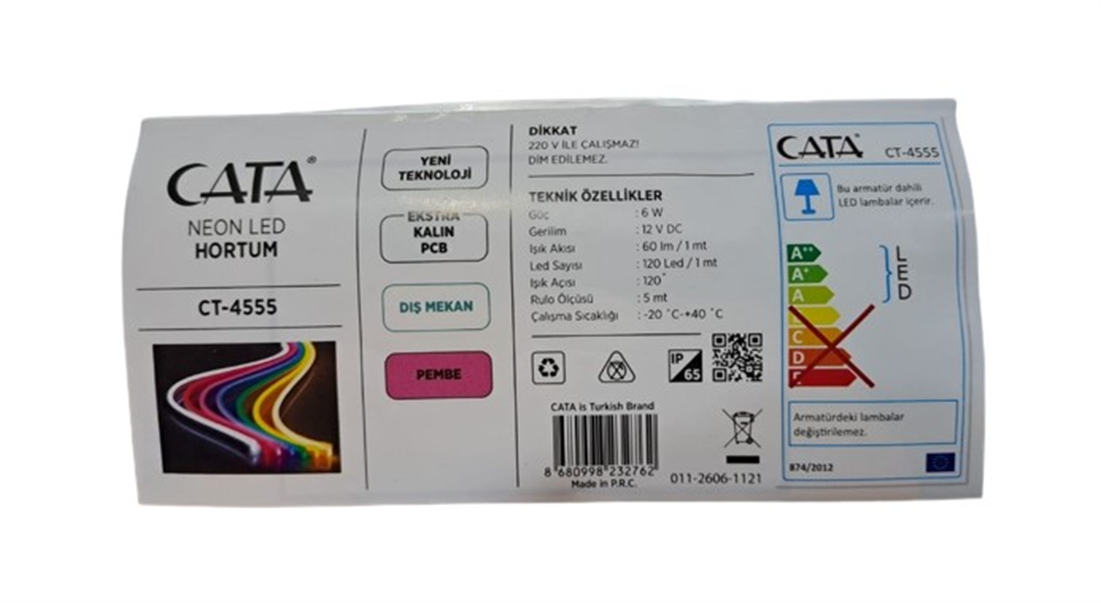 Cata Neon Led Hortum 12V 5Mt Dış Mekan Pempe CT-4555