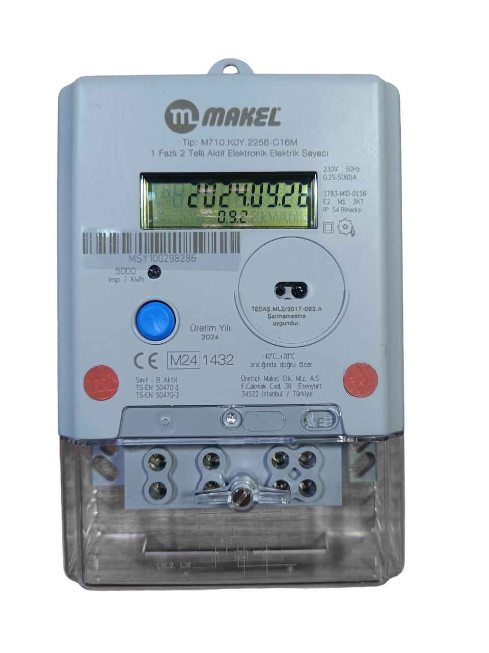 Makel Monofaze Elektronik Elektrik Sayacı 80A
