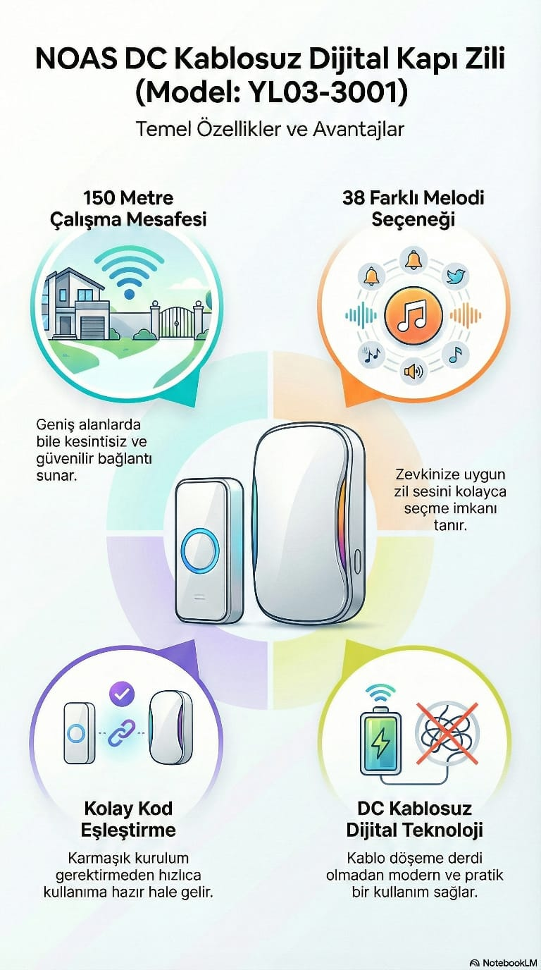 Noas Kablosuz Dijital Kapı Zili YL03-3001