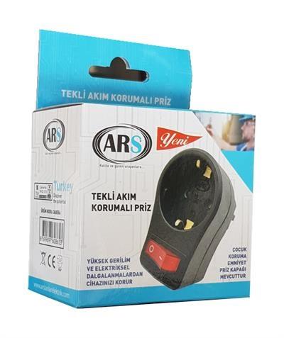 Ars 348556 Tekli Akım Korumalı Priz Siyah