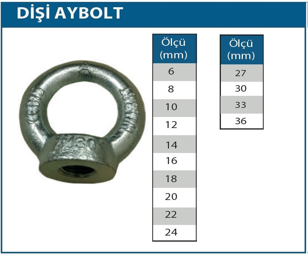 Dişi Aybolt 27 Mm 1 Adet