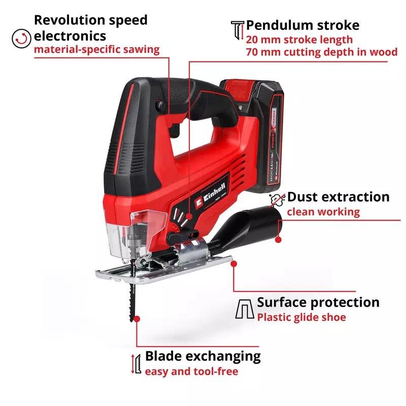 Einhell TC-JS 18/70 Lİ 1x2.5AH Akülü Dekupaj Testere 4321280