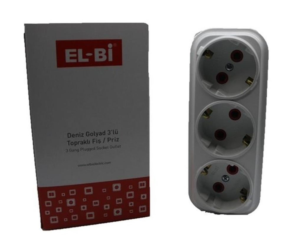 Elbi Deniz Golyat 3lü Topraklı Fiş/Priz