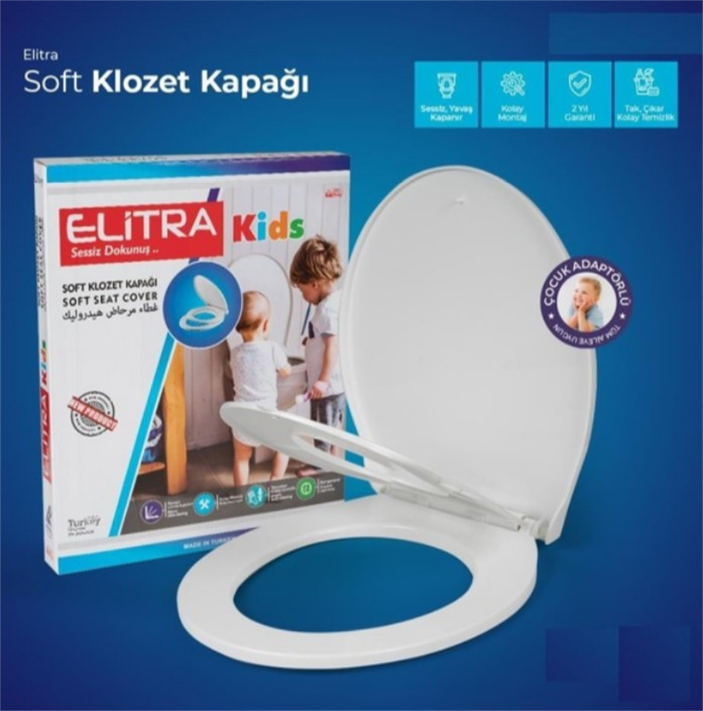 Elitra Yavaş Kapanır Çocuk Adaptörlü Klozet Kapağı