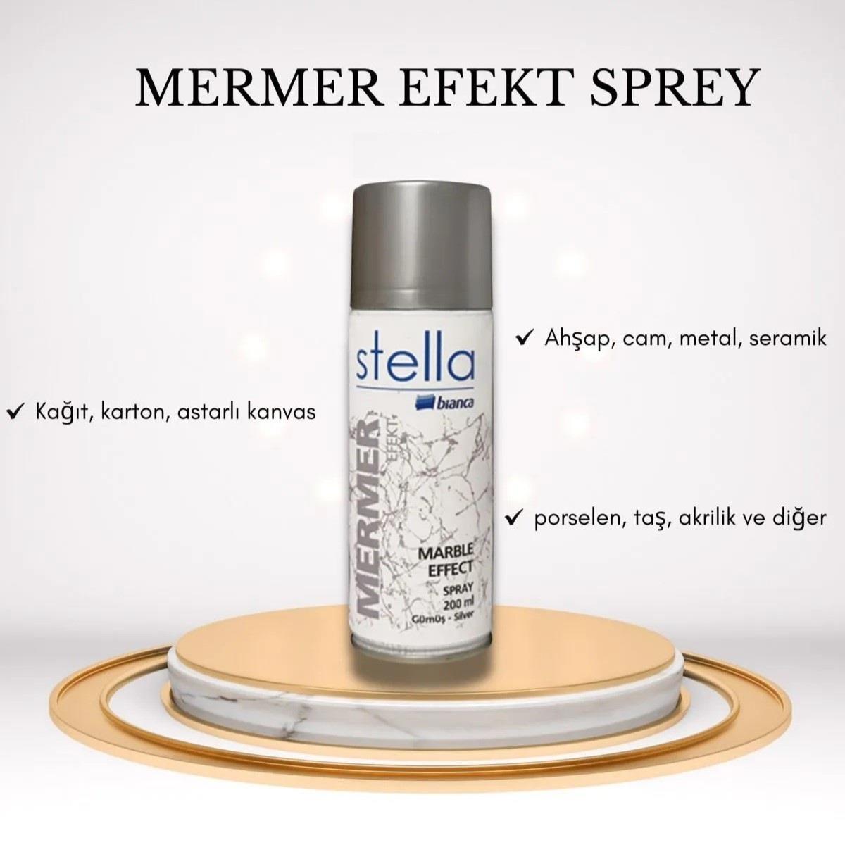 Bianca Stella Sprey Boya Mermer Efekti Gümüş 200 ML