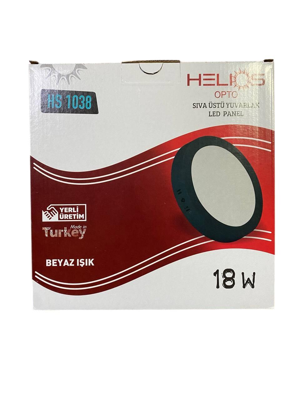 Helios Opto HS 1038 Sıva Üstü Siyah Kasa Yuvarlak LED Panel Beyaz Işık 18W