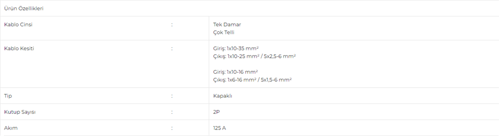 Gwest 2 Kutuplu Dağıtıcı Ünite 125a 2x11