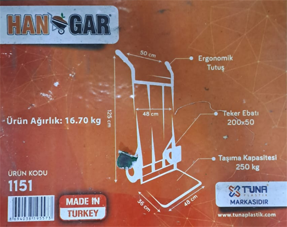 Hangar Koli Taşıma Arabası Yeşil Eko 1151