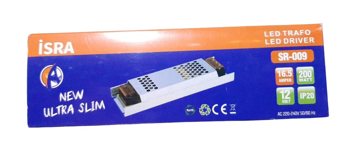 İsra Led Trafo İnce 12V 16.5A