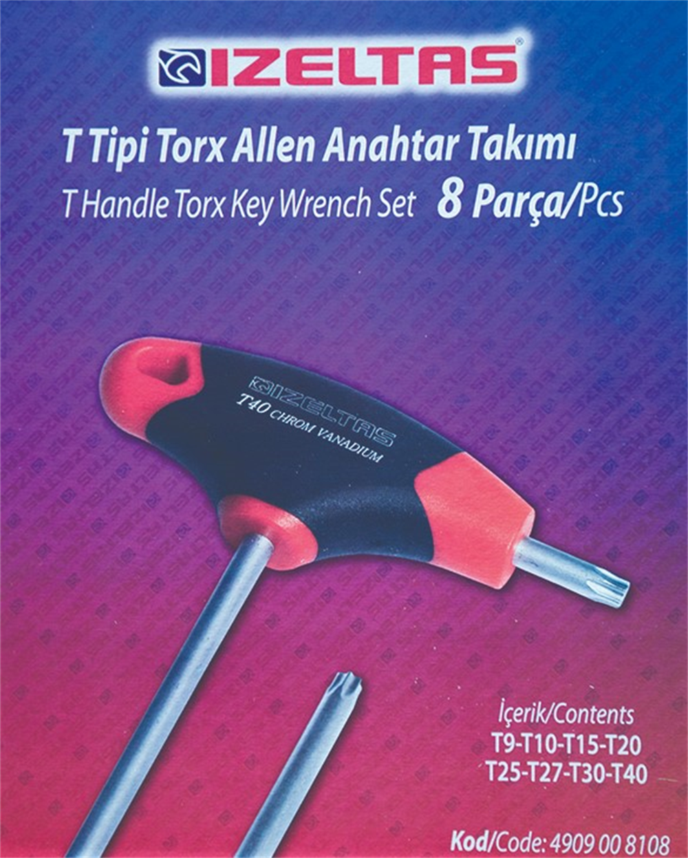 İzeltaş 8 Parça T Tipi Torx Allen Takımı 4909008108