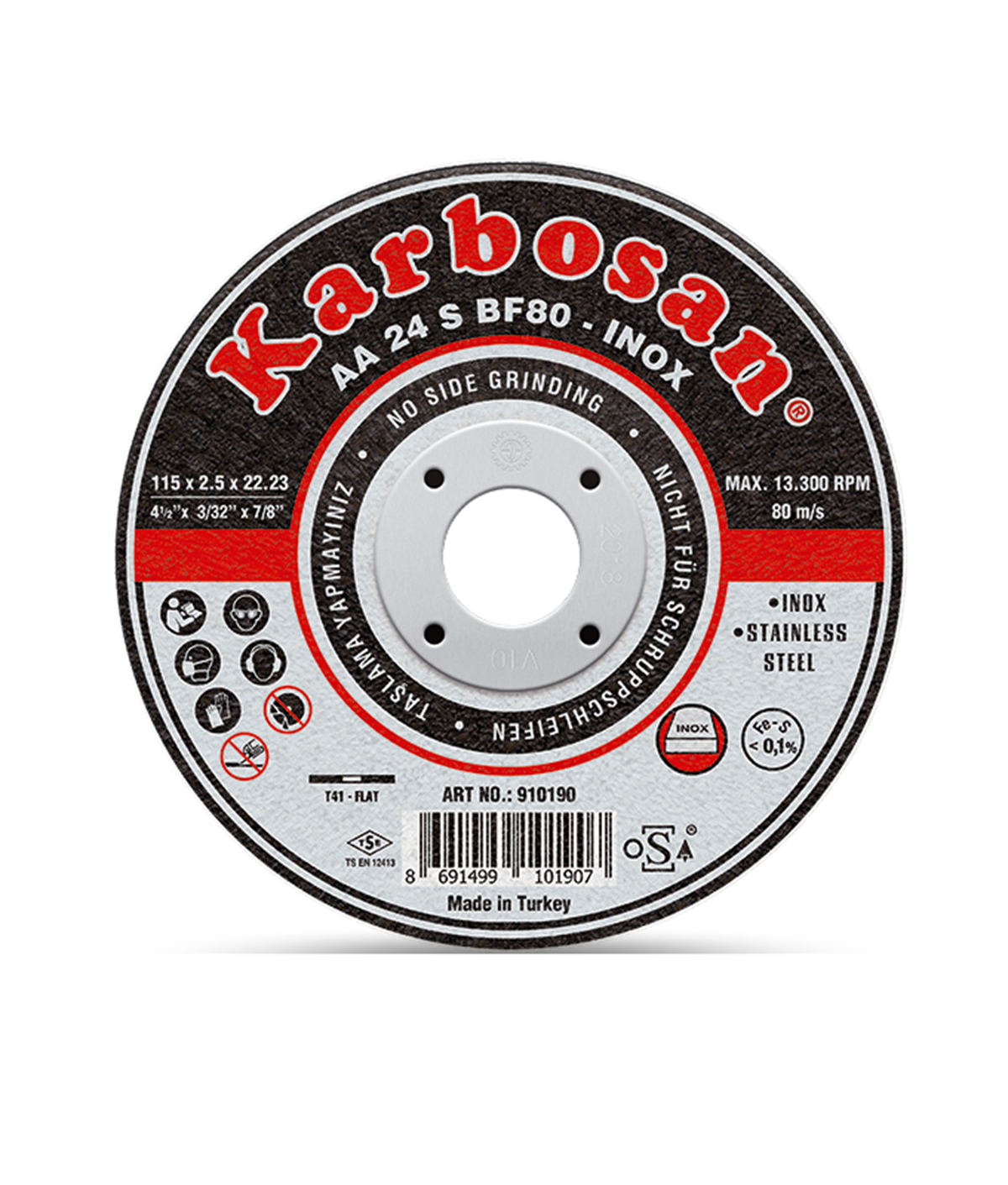 Karbosan 115x1.0x22.23 Inox Paslanmaz Çelik İnce Kesme Diski 910380