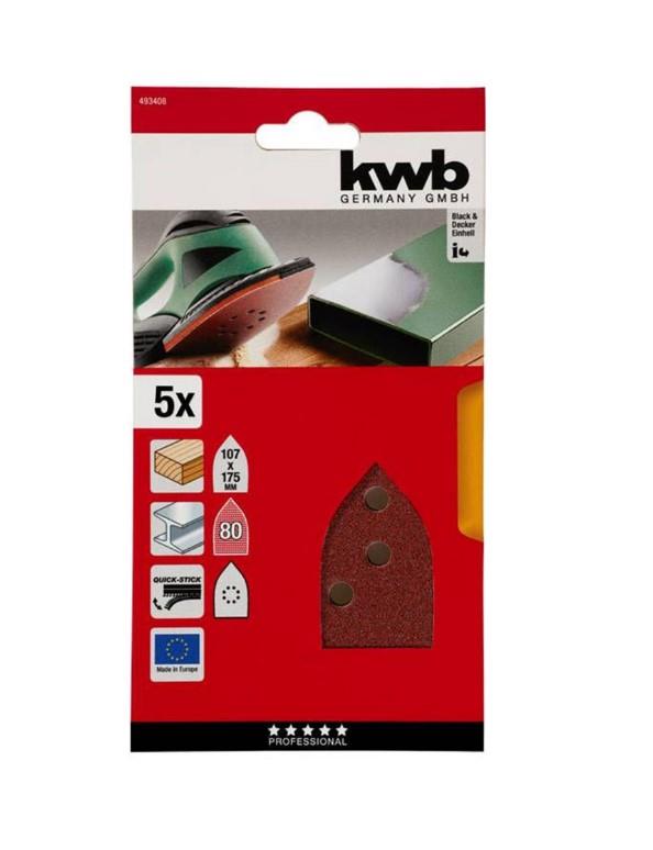 Kwb 5 Li Üçgen Zımpara Kağıdı 107x175 80 Kum 493408