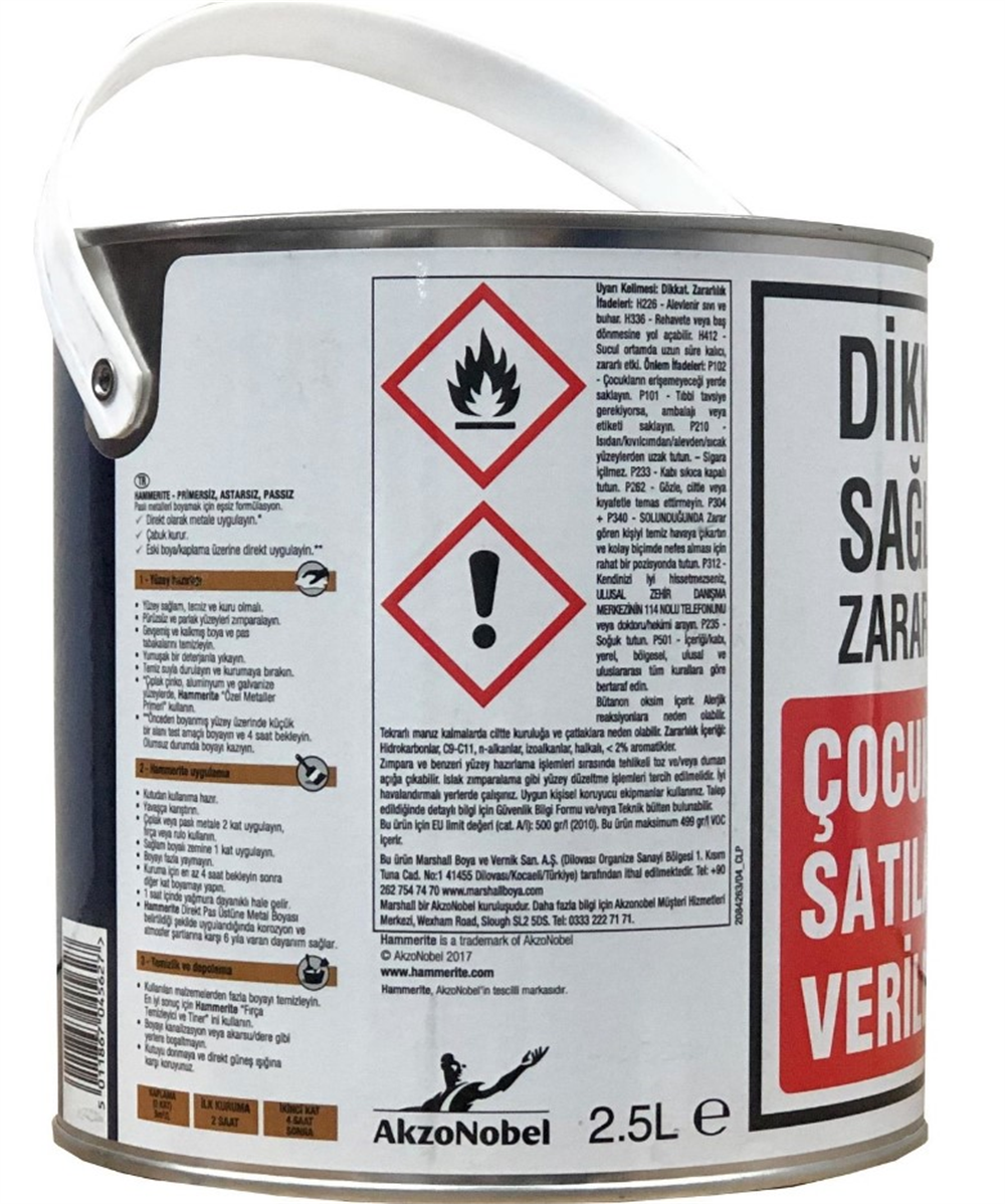 Marshall Hammerıte Metal Boyası Pürüzsüz 2,5lt Mavi