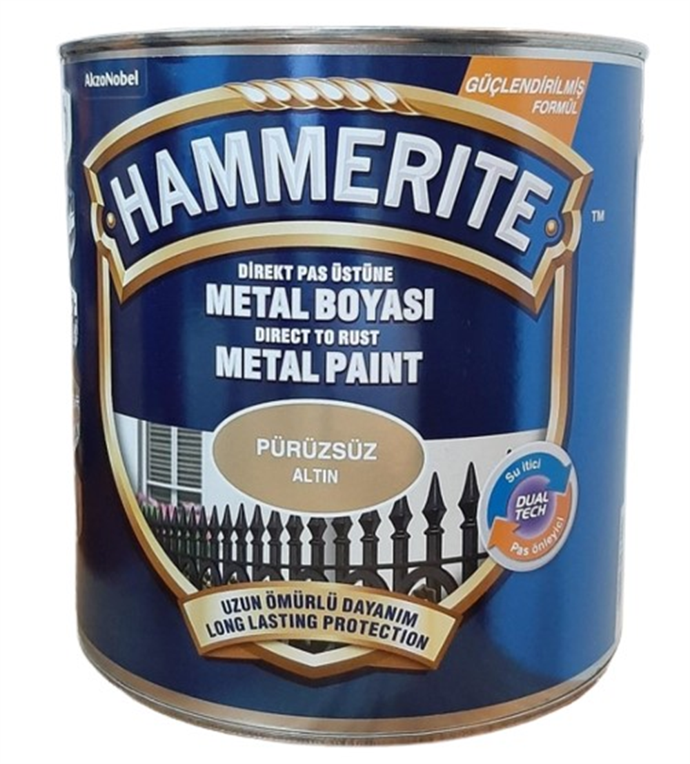 Marshall Hammerıte Metal Boyası Pürüzsüz 2,5lt Altın