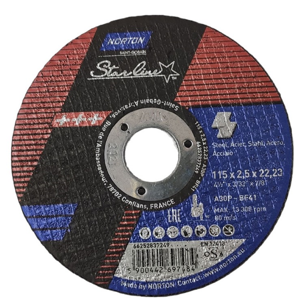 Norton Starline Metal Kesme Taşı 115x2,5x22,3Taşlama Kesici Diskleri