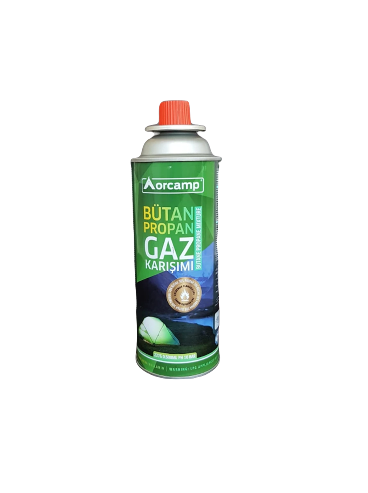 Orcamp 227 Gram Valfli Gaz Ocak Kartuşu- Bütan Propan Gaz Karışımı 0,500 Ml