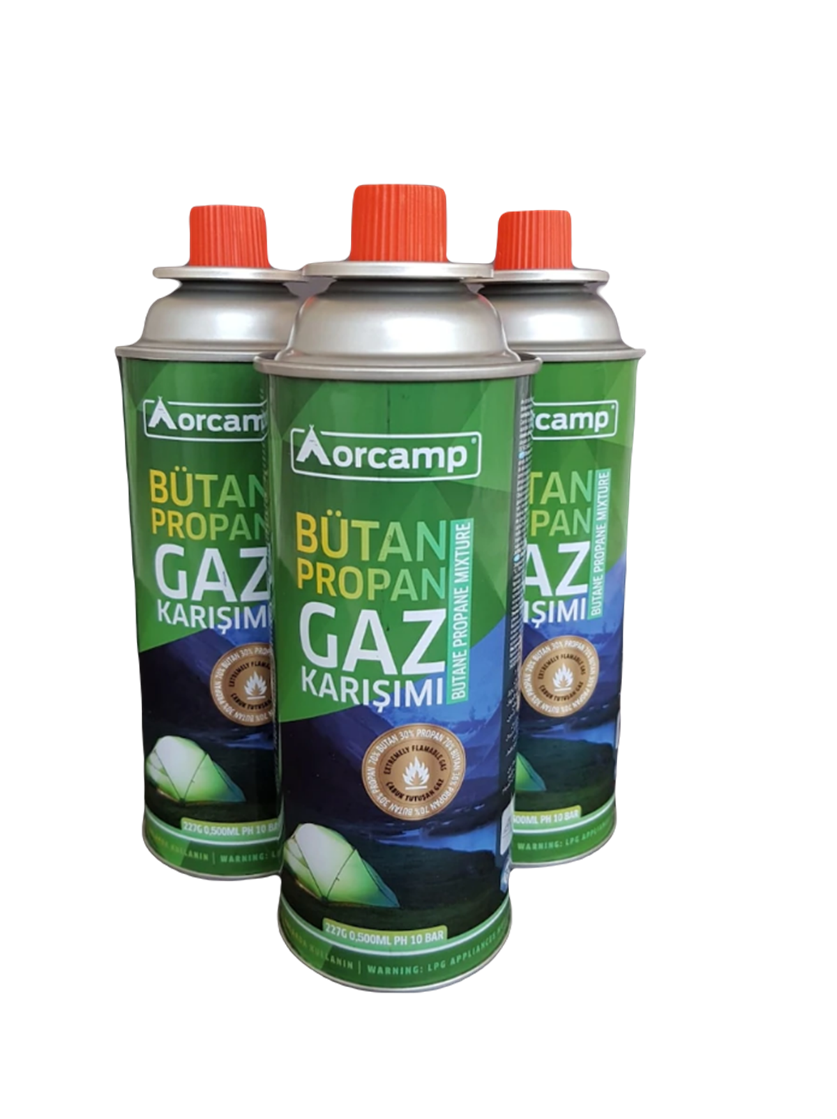 Orcamp 227 Gram Valfli Gaz Ocak Kartuşu- Bütan Propan Gaz Karışımı 0,500 Ml