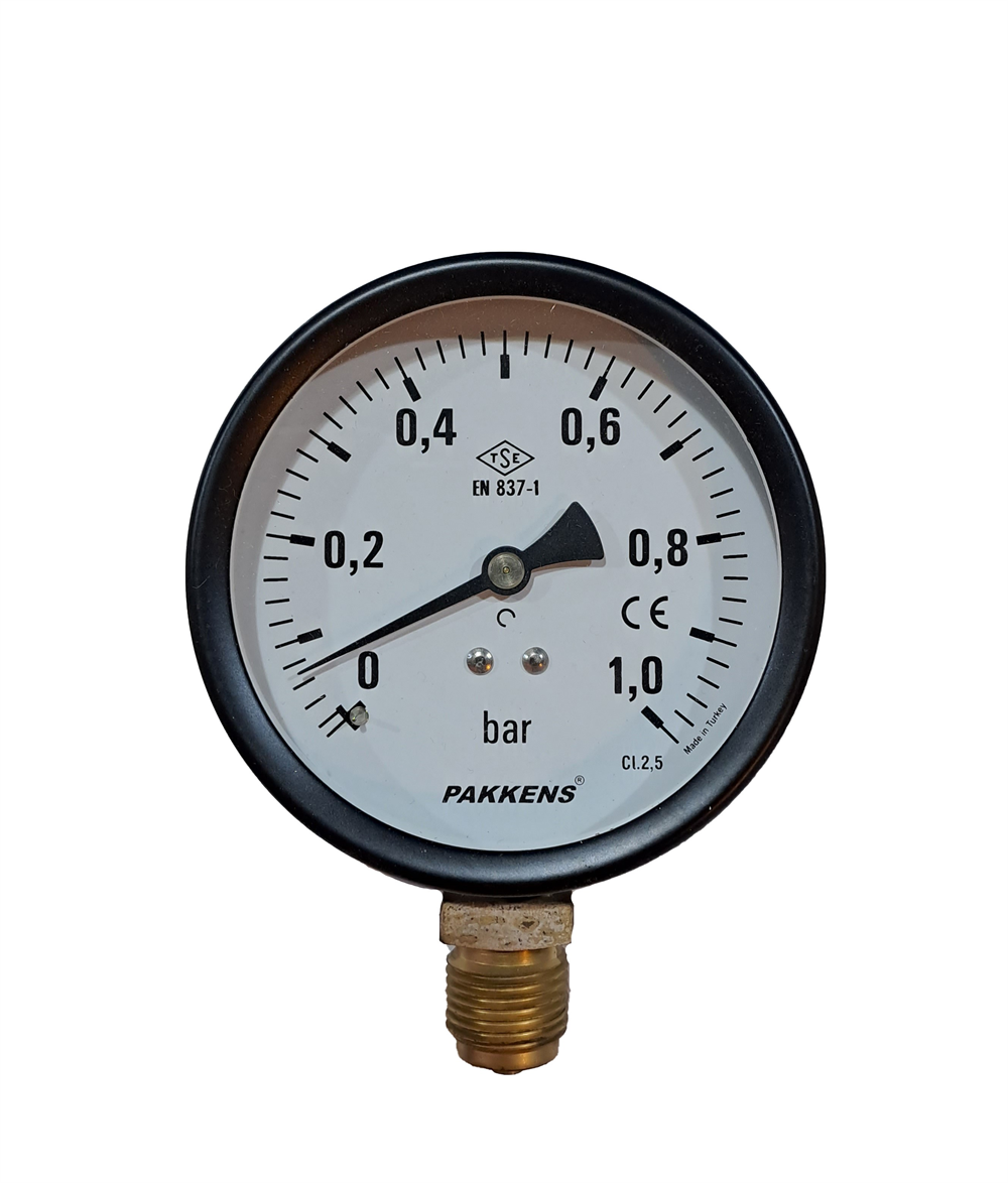 Pakkens 100 Mm 0/1 Bar Alttan Bağlantılı ManometreManometreler