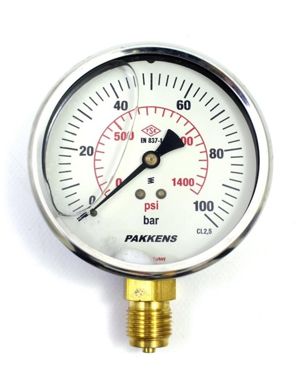 Pakkens 100 Mm 0/100 Bar Alttan Bağlantılı Gliserinli Manometre