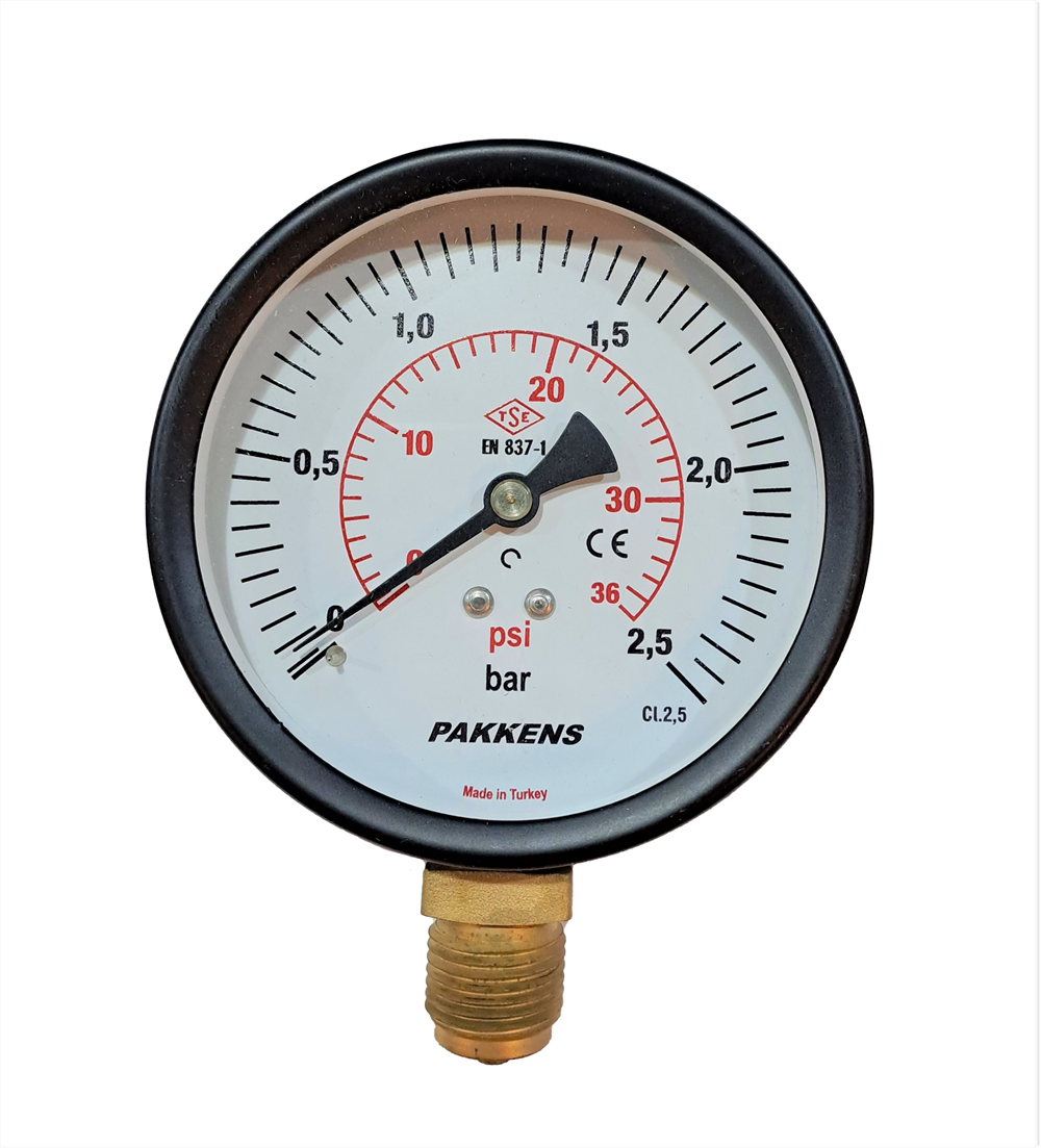 Pakkens 100 Mm 0/2,5 Bar Alttan Bağlantılı ManometreManometreler
